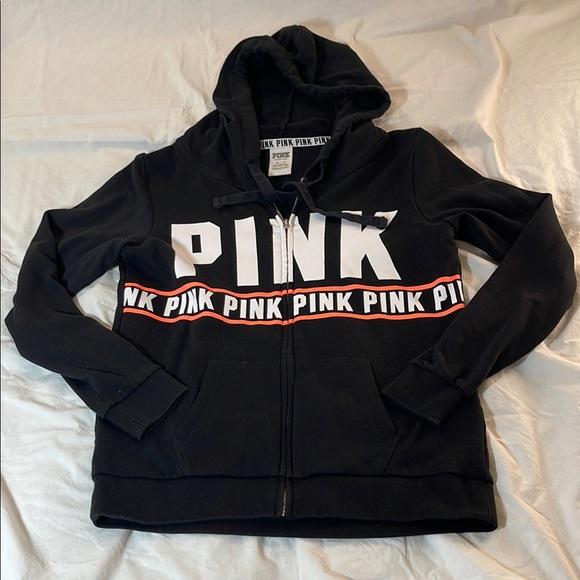 PINK Victoria's Secret Tops - PINK Victoria's Secret Black Zip-Up Hoodie Size XS